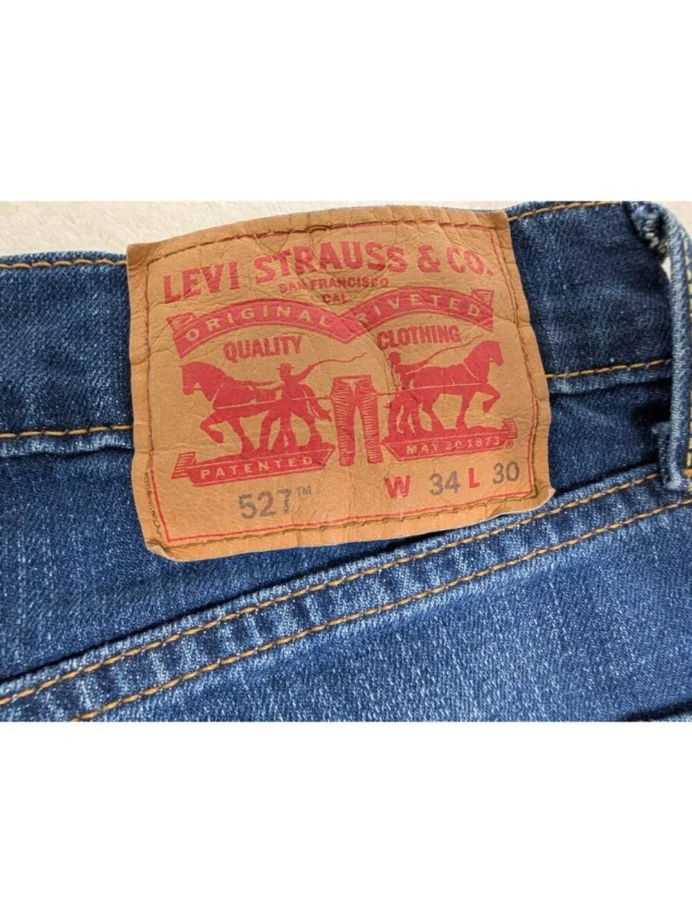 Levis 527 Bootcut Mens Blue Denim Medium Wash Cotton Jeans 34x30 - Picture 4 of 12